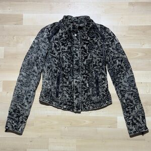 Free People Textured Black and Gray / Tan Jean Jacket